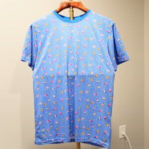 MTL NYC BLUE MULTI LOLLIPOP PRINT FUN T-SHIRT SHORT SLEEVE MEN SIZE L